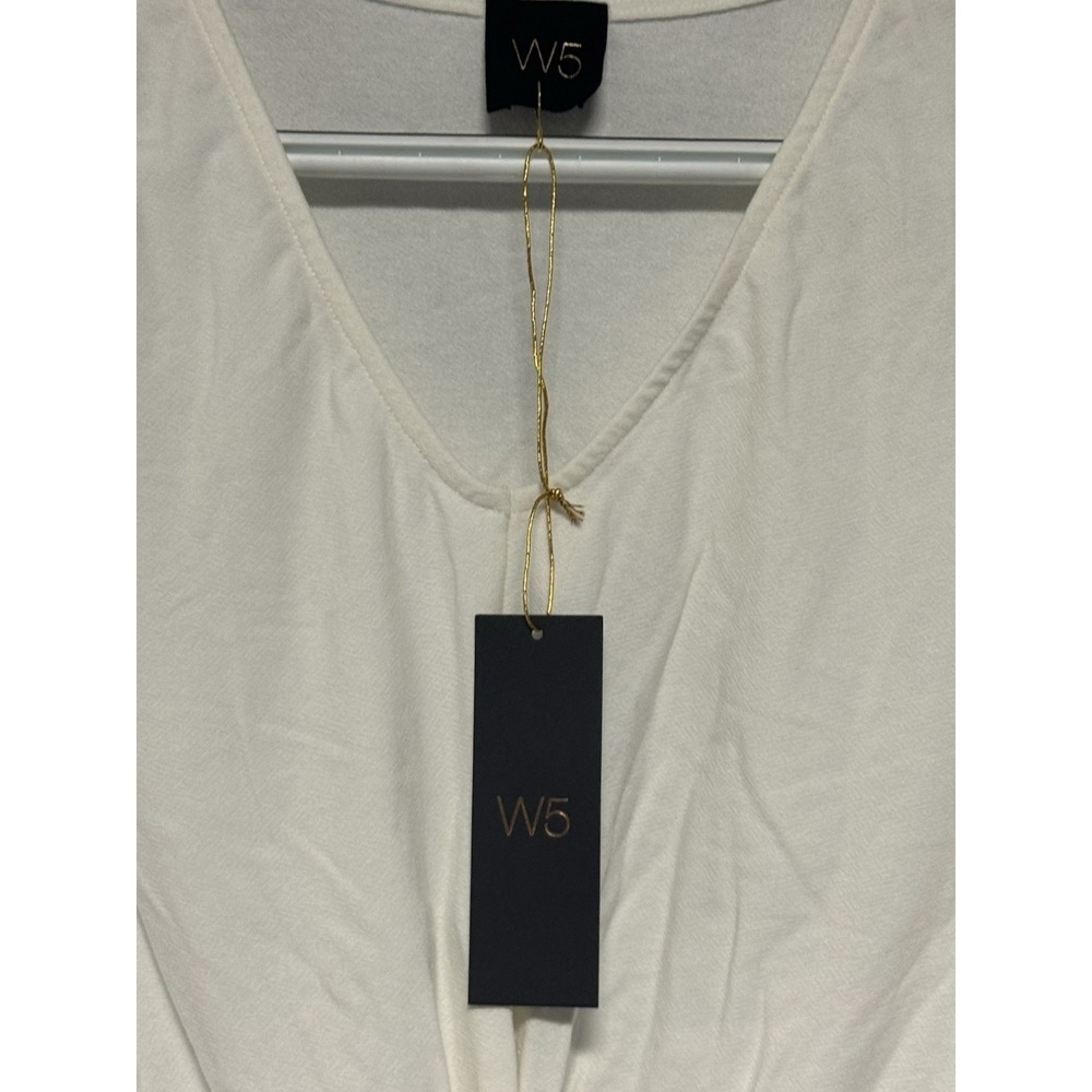 W5 Anthropologie White Twist Front Lace Puff Sleeve Top Women's Medium Sample - Picture 6 of 9